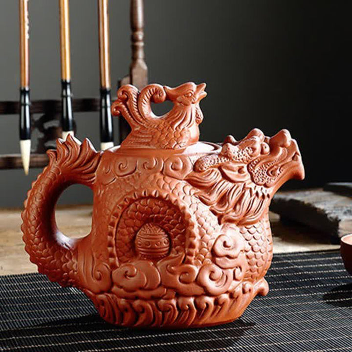 Vintage keramische theepot met draak en feniks - image 11