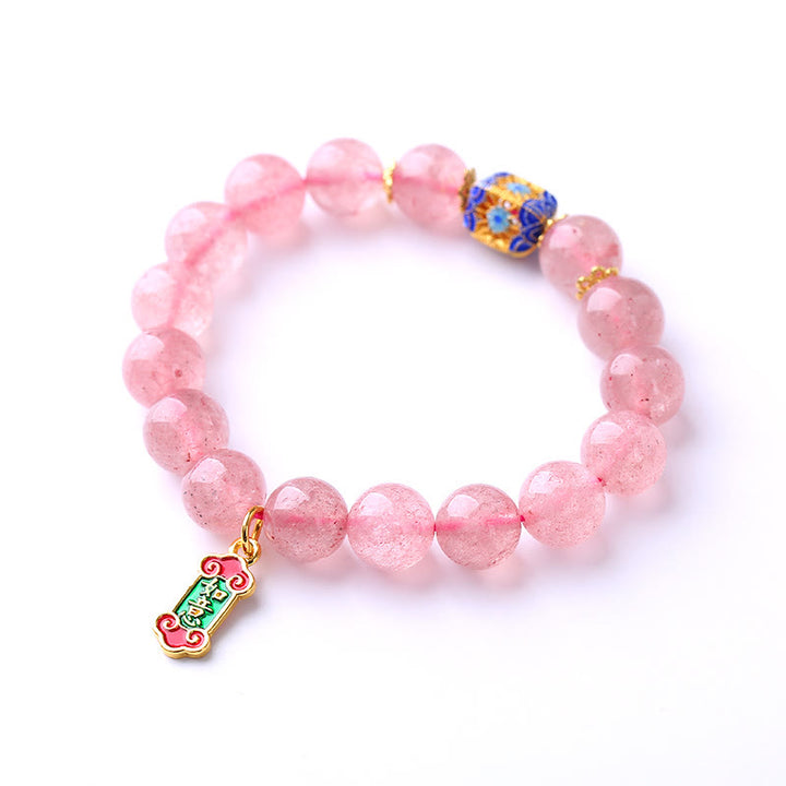 Buddha Stones Aardbeikwarts Armband met positieve Ruyi bedel - image 4