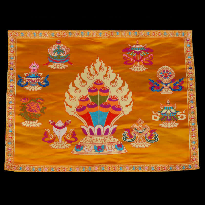 Gebedsaltaarmat, helende meditatie, mat met 8 gelukssymbolen - Geel - image 6
