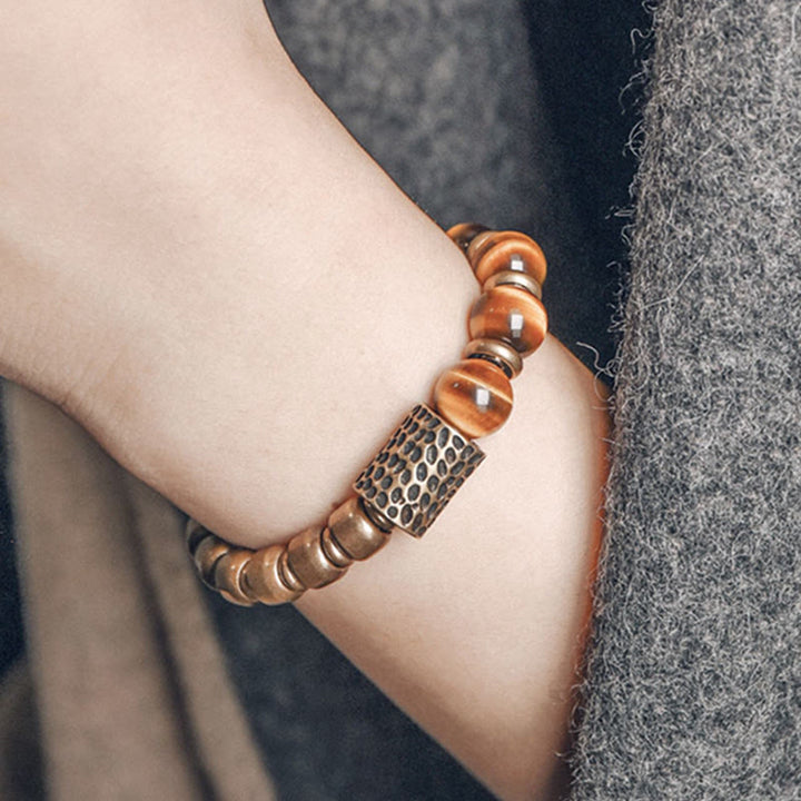 Buddha Stones Beschermende Armband van koper met tijgeroogsteen - image 3