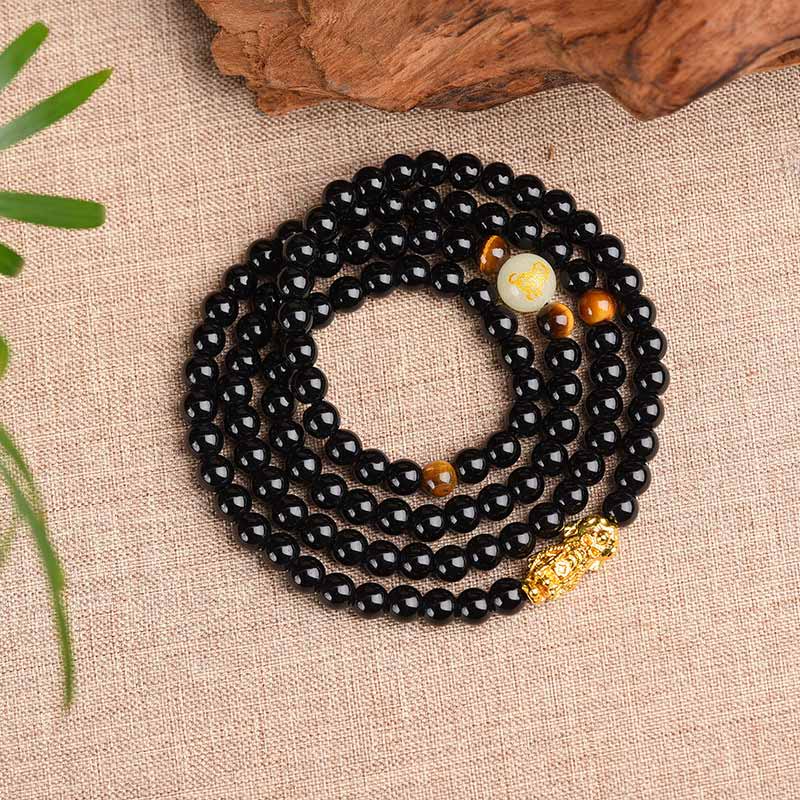 Buddha Stones Armband dierenriem obsidiaan PiXiu Mala - image 2
