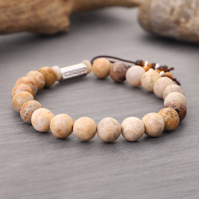 Buddha Stones Verweerde stenen Om Mani Padme Hum Versterkende Armband - image 7