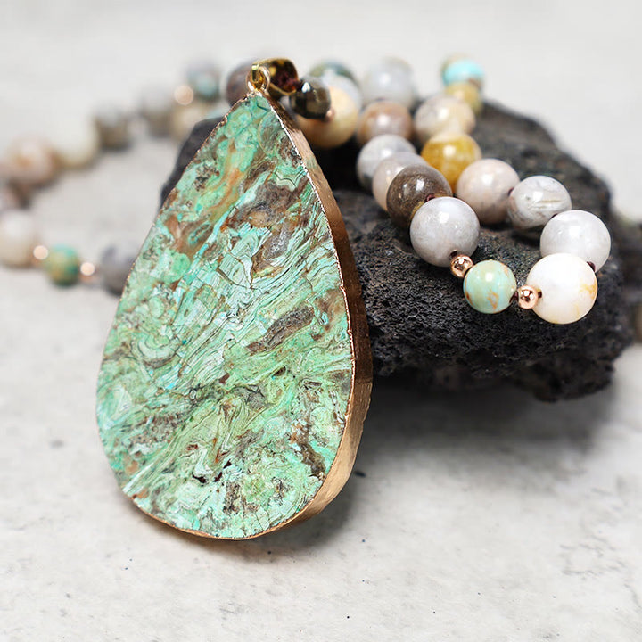 Buddha Stones Natuurlijke oceaan Picasso jaspis kralen helende ketting - image 3