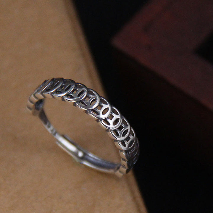 Buddha Stones Vintage koperen muntvormige Ring , verstelbaar - image 1