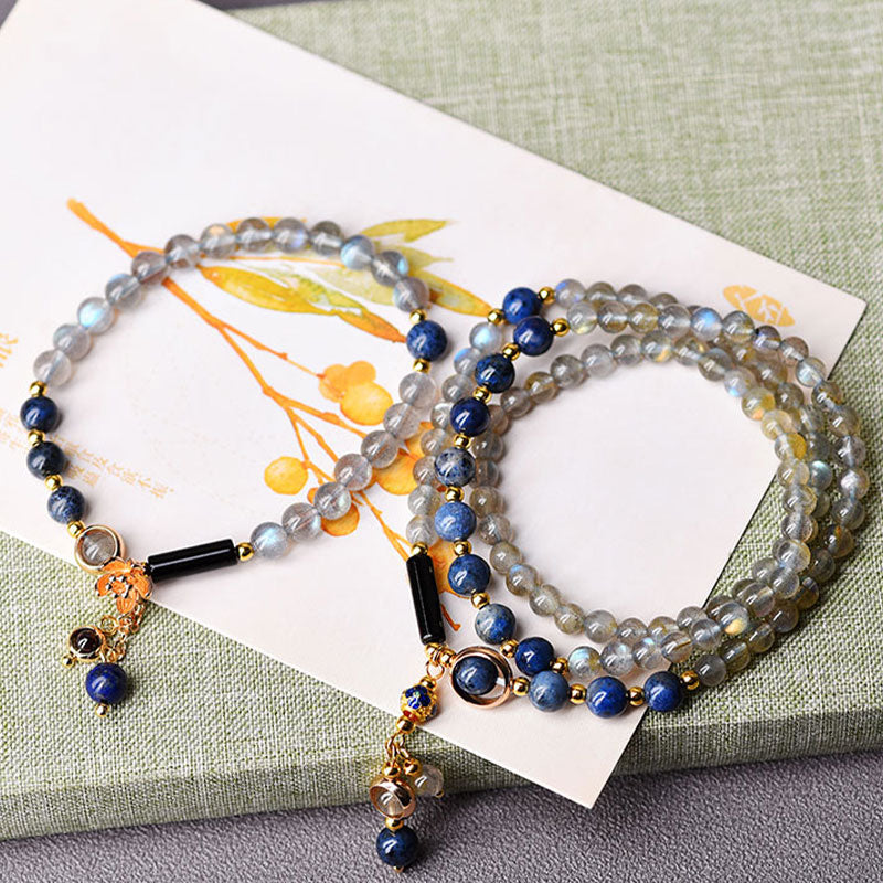 Buddha Stones Maansteen Lazuriet Lapis Lazuli Kalmerende Helende Positieve Armband - image 1