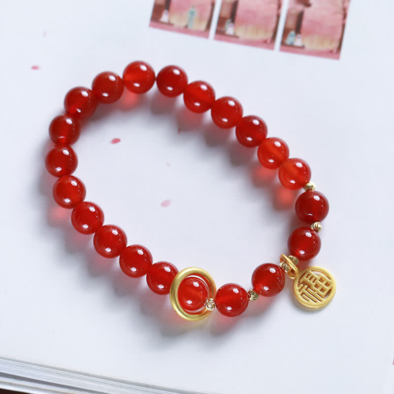 Buddha Stones Armband met zegenletter van natuurlijke rode agaat - image 7