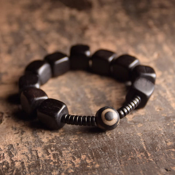 Buddha Stones Tibetaanse ebbenhouten Dzi-kralen Armband - 17 cm-18 cm - image 0