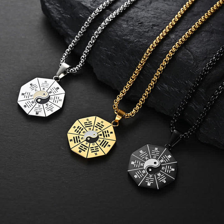 Buddha Stones Bagua Yin Yang Balans Ketting van titaniumstaal - image 1