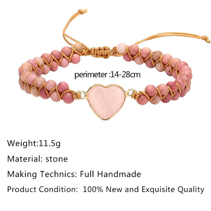 Natuurlijke rhodoniet liefdeshart helende Armband - image 5
