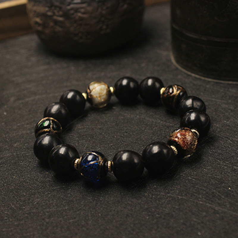 Buddha Stones Wierook met as van westerse zeepbes en Liuli-glaskralen als Armband van welvaart. - image 1