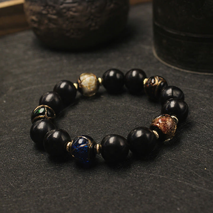 Buddha Stones Wierook met as van westerse zeepbes en Liuli-glaskralen als Armband van welvaart. - image 1