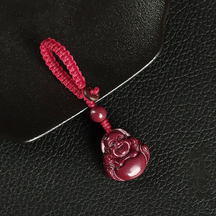 Buddha Stones Lachende Boeddha Cinnaber Ketting Telefoonhanger decoratie Sleutelhanger - Sleutelhanger - Rood - image 8