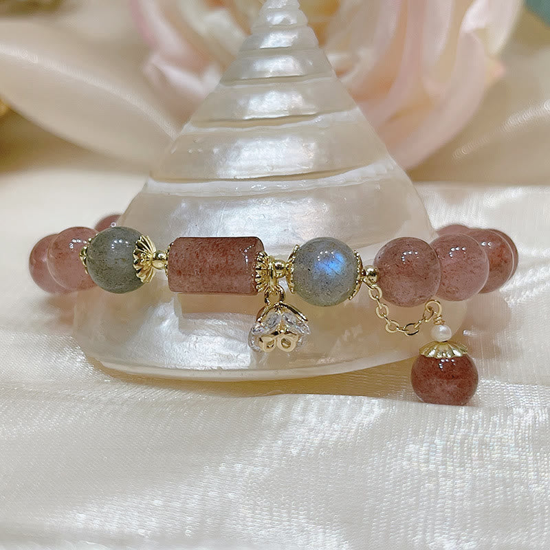 Buddha Stones Natuurlijke aardbeikwarts maansteen Armband - image 2