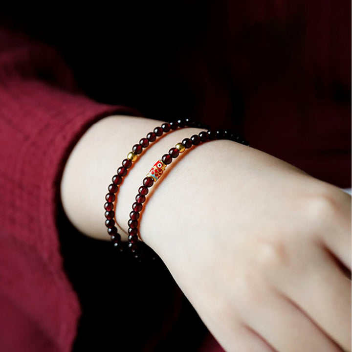 Buddha Stones 999 Gouden Koi Vis Armband met Natuurlijke Granaat - image 13