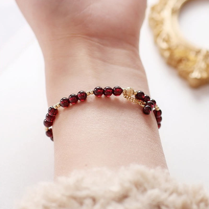 Buddha Stones 14K vergulde legering armband met natuurlijke granaat - image 7