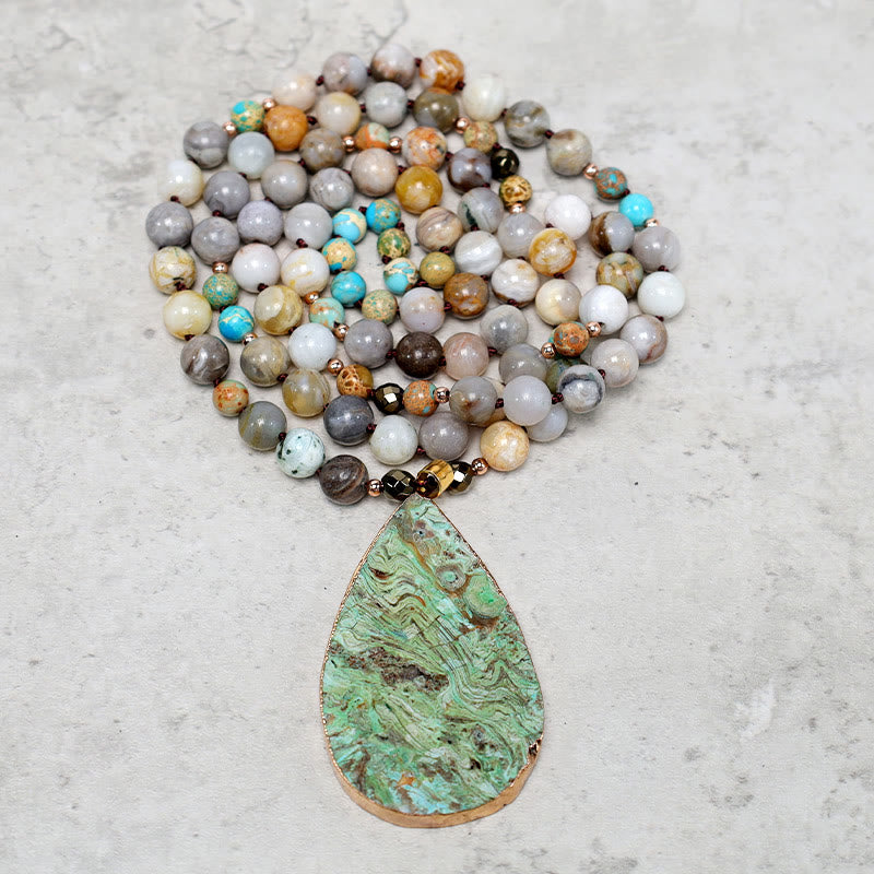 Buddha Stones Natuurlijke oceaan Picasso jaspis kralen helende ketting - image 7