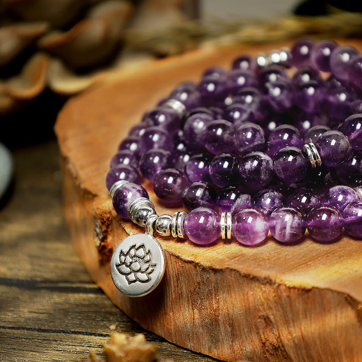 Buddha Stones Natuurlijke amethist zuiveringsmala - Armband - image 6