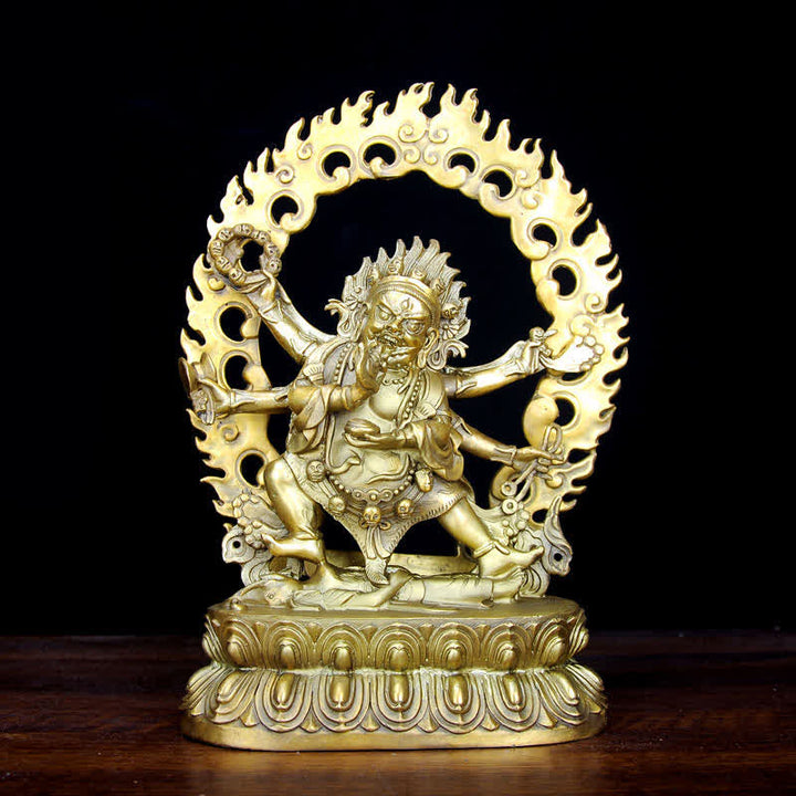 Buddha Stones Tibetaanse Mahakala Bodhisattva beeldje, mededogen, koperen beeldje, decoratie - Goud - image 0