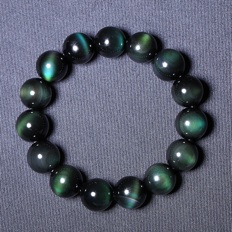 Buddha Stones Natuurlijke Armband van groene obsidiaan, symbool van rijkdom. - image 4