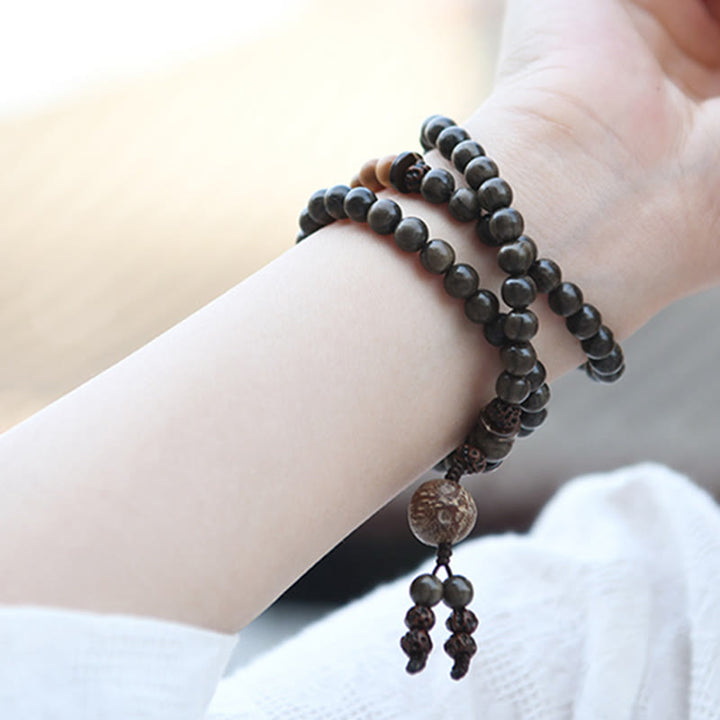 Buddha Stones Tibetaanse sandelhouten beschermingsamulet Mala Armband - Drievoudige Armband(17 cm) - 10mm - image 6