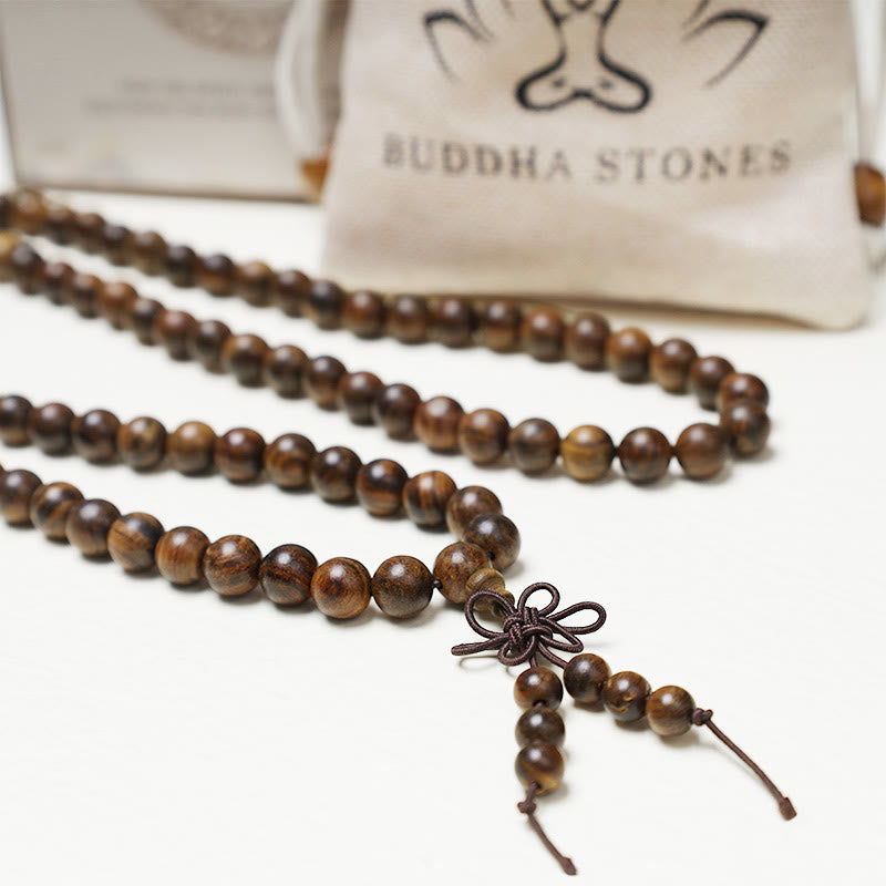Buddha Stones 108 Mala kralen Armband voor gebed en meditatie, sandelhout, elastisch - image 5