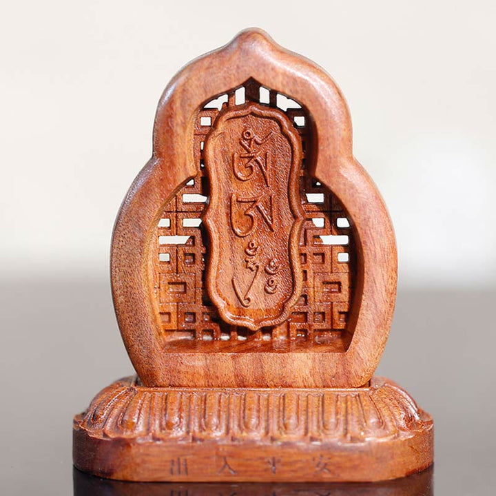Buddha Stones Guru Rinpoche Boeddha Padmasambhavan Serenity Hout Gegraveerd Standbeeld Beeldje Decoratie - image 3