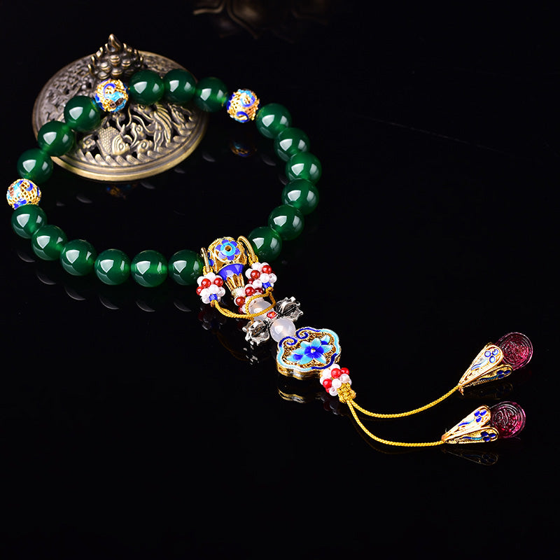 Buddha Stones Natuurlijke groene agaat Pols Mala, geluksamulet, zakmala , autodecoratie - 14mm - image 0