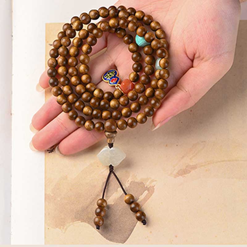 Buddha Stones Tibetaanse rozenhouten beschermende kalmerende Armband (Mala) - image 15