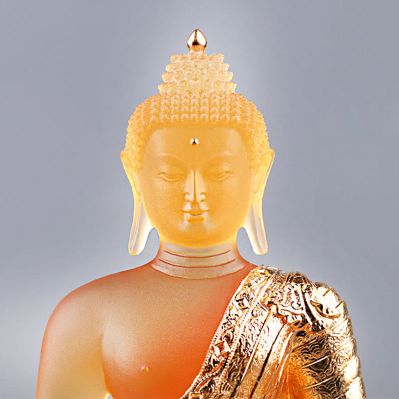 Buddha Stones Handgemaakte Boeddha-beeldje van Liuli, kunstwerk, sereniteitsbeeld, woondecoratie. - image 5