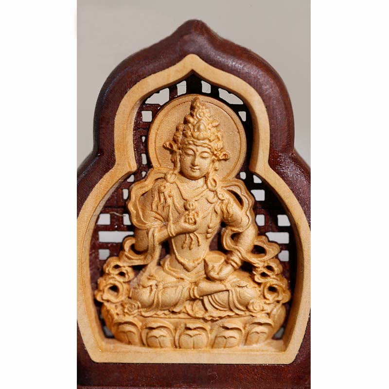Buddha Stones Vajrasattva Boeddha houten beeldje met gravure van mededogen, decoratie - image 6