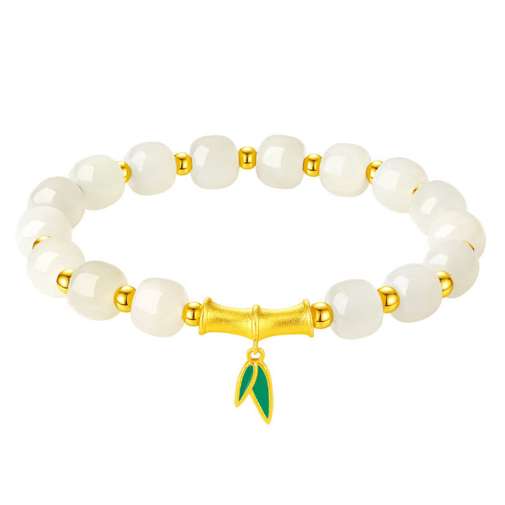 Buddha Stones 925 Sterling Zilveren Hetian Witte Jade Bamboe Armband - image 11