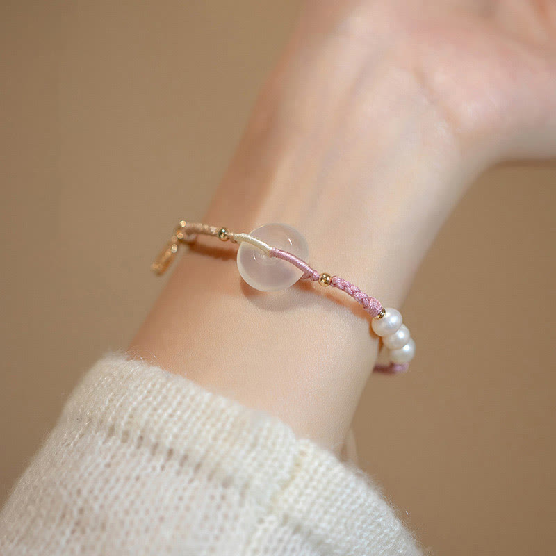 Buddha Stones Ronde chalcedoon vredesgesp positieve koord Armband - image 8