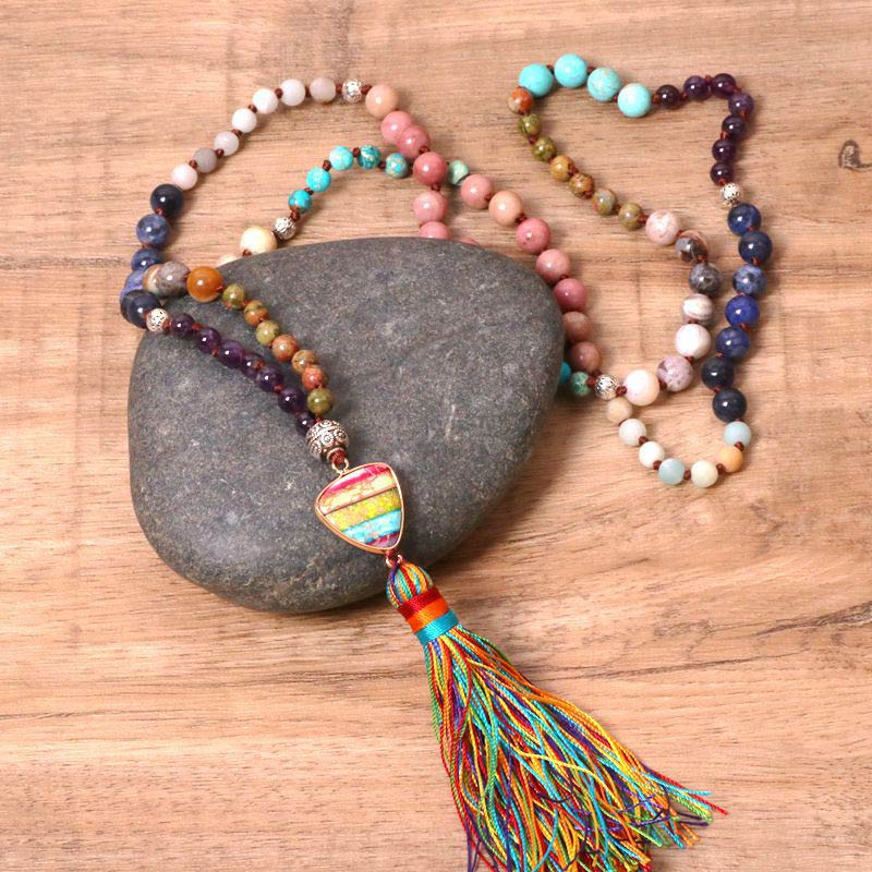 Buddha Stones Tibetaanse turkoois, lazuriet, lapis lazuli, zebra jaspis balans Ketting - image 3