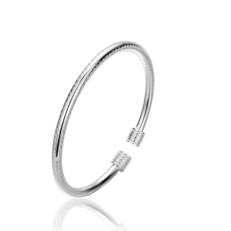Buddha Stones Bangle-armband van wit koper met gegraveerd hakenkruispatroon en de tekst "Heart Sutra" (gelukssymbool). - image 6