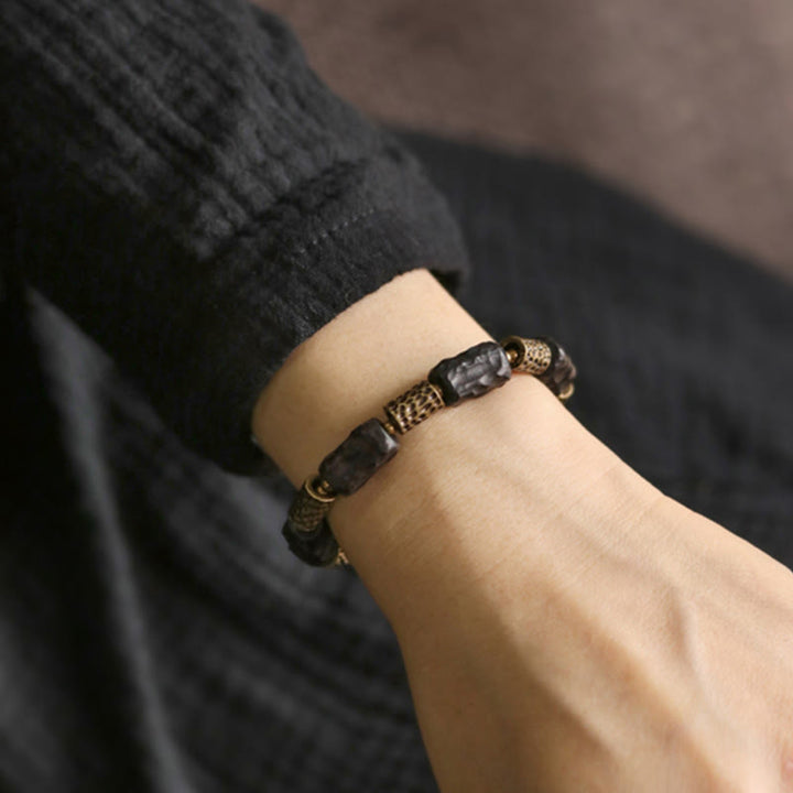 Buddha Stones Tibetaanse Armband van ebbenhout en koper, symbool voor rust en vrede. - image 12