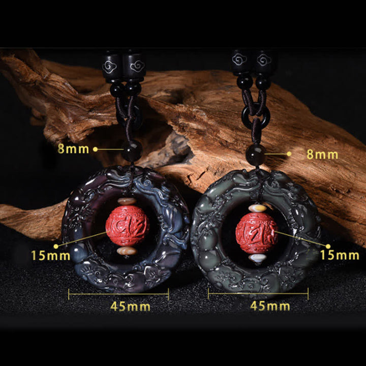 Buddha Stones Feng Shui Natuurlijke Regenboog Obsidiaan PiXiu Cinnaber Genezende Ketting - image 10