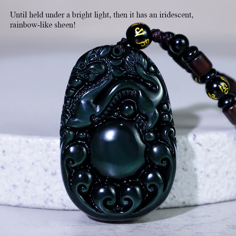 Buddha Stones Tibetaanse positieve regenboog obsidiaan PiXiu Ketting - image 4