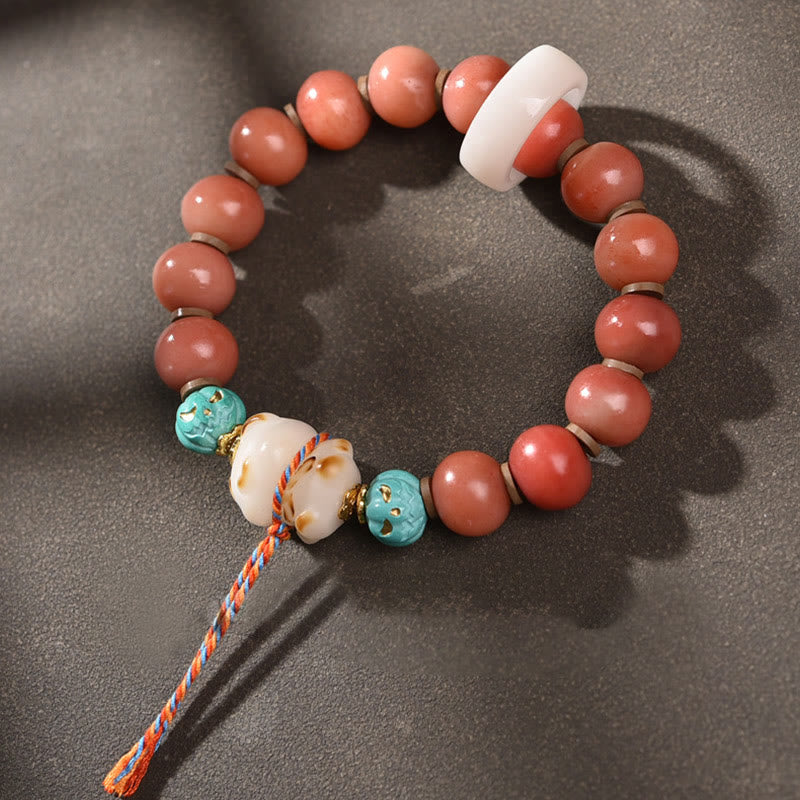 Buddha Stones Tibetaanse armband met natuurlijke kameelbot Dzi-kralen en Bodhi-zaadjes als Armband - Kameelbot en bodhizaad (Polsomtrek 15-16 cm) - image 1