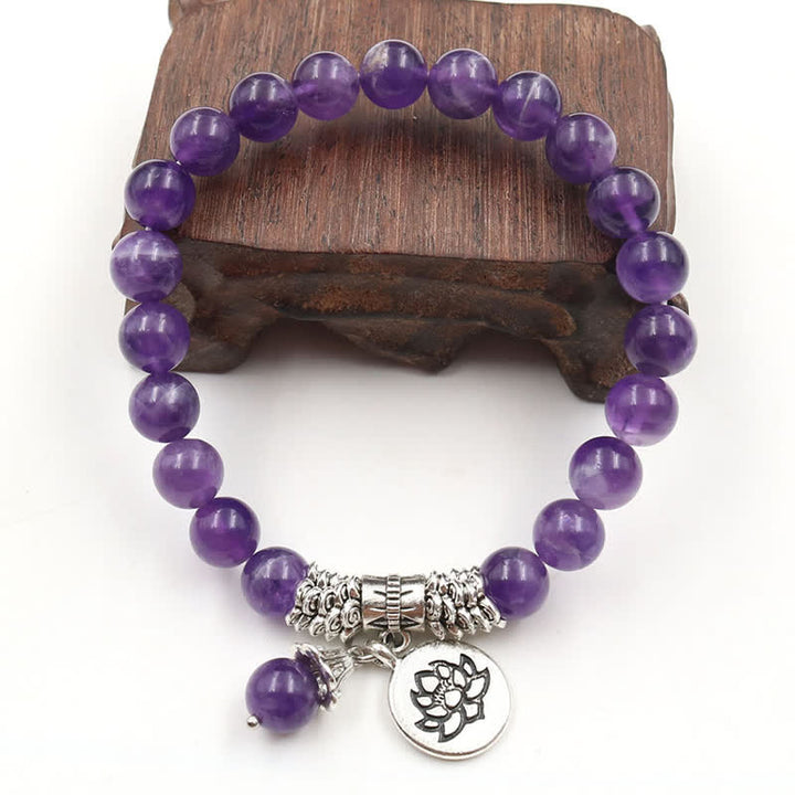Buddha Stones Amethist kristallen lotus helende balans Armband - image 2