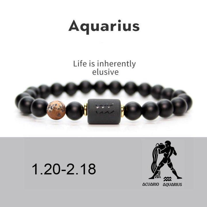 Buddha Stones Verstelbare Armband van zwarte onyx met de 12 sterrenbeelden van de dierenriem - Waterman - image 10