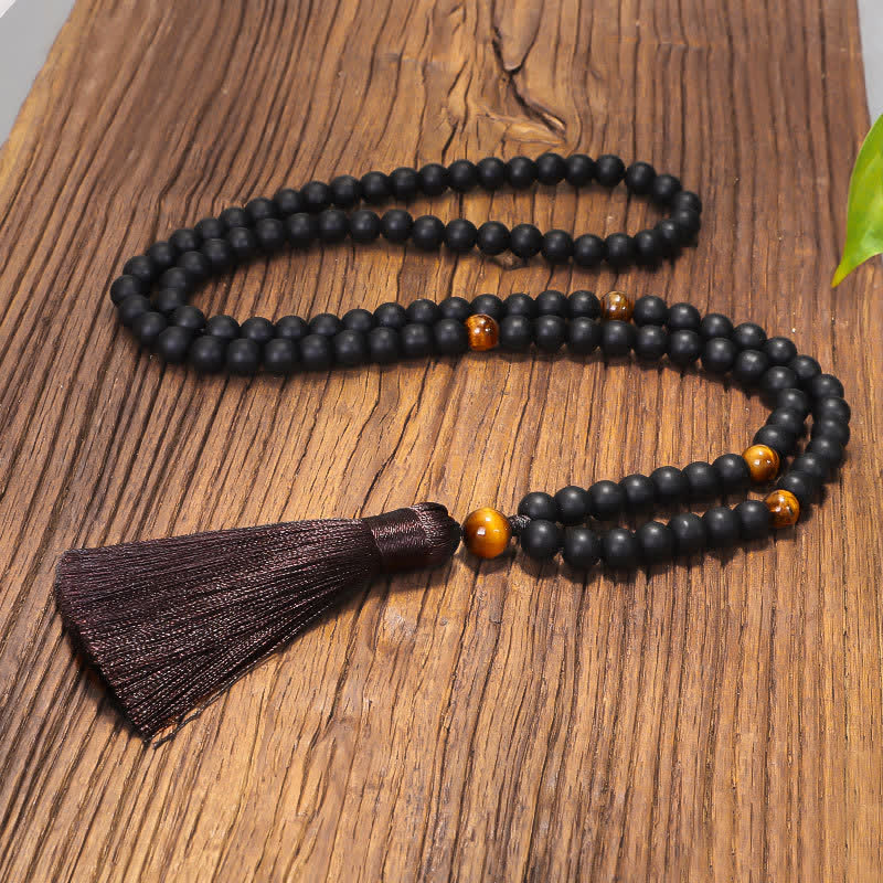 Buddha Stones 108 Mala kralen, matstenen, tijgeroog, Armband , Ketting - Mala - image 4