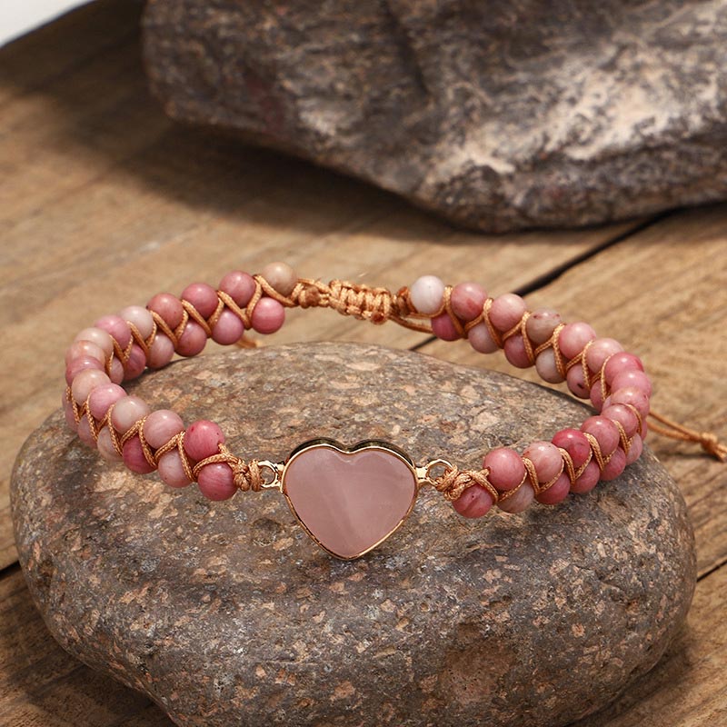 Natuurlijke rhodoniet liefdeshart helende Armband - image 1