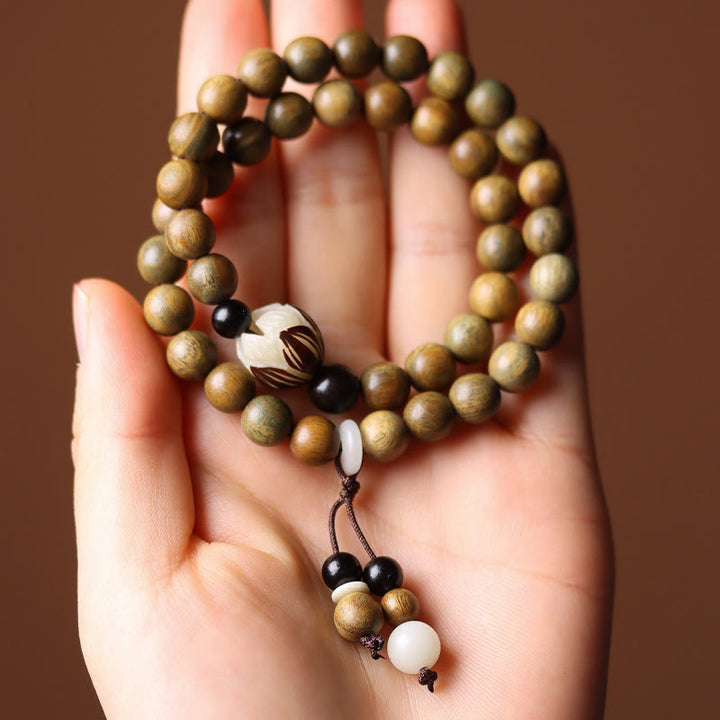 Buddha Stones Groene sandelhout bodhizaad lotus kalmerende dubbele Armband - image 2