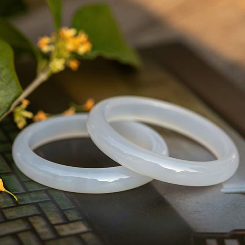 Buddha Stones Natuurlijke chalcedoon Bangle-armband met harmonie- en positieve boodschap. - image 8