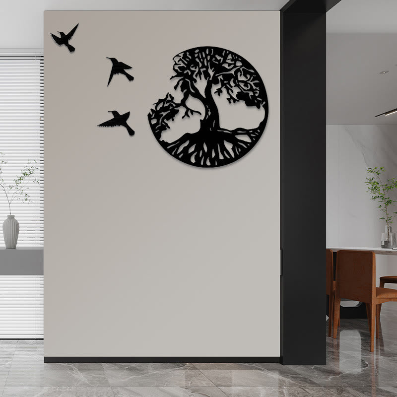 Buddha Stones Levensboom Vogels Schepping Muurdecoratie - 50*50 cm - image 0