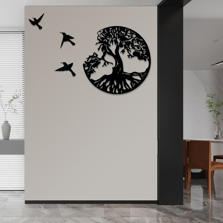 Buddha Stones Levensboom Vogels Schepping Muurdecoratie - 50*50 cm - image 0