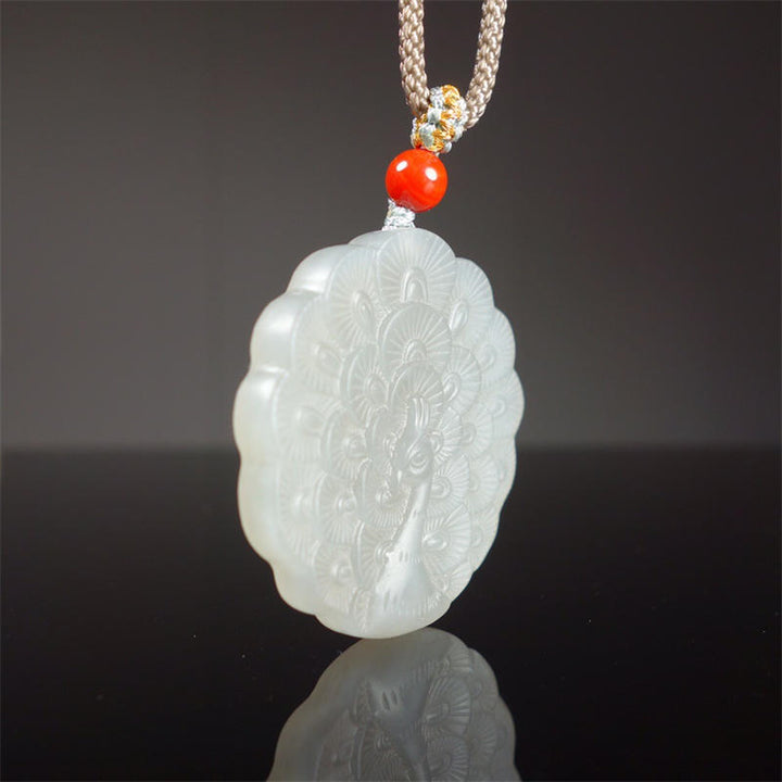Witte jade pauw beschermings- en Ketting - image 4