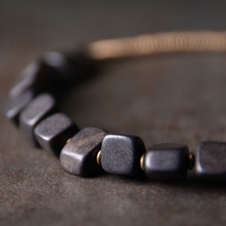 Buddha Stones Tibetaanse Armband van ebbenhout en koper met vredesmotief, dubbele wikkeling - image 5