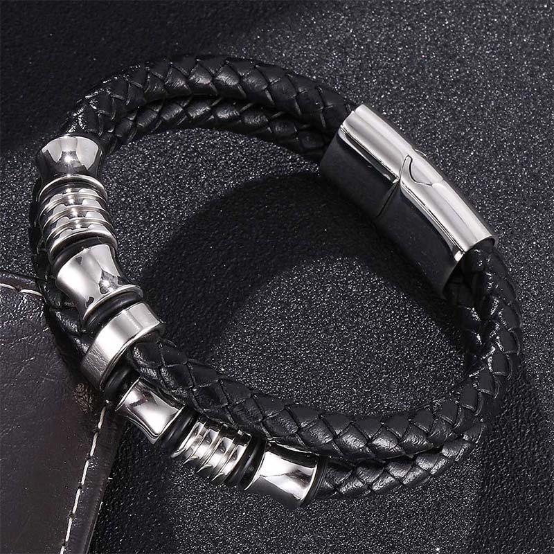 Buddha Stones Armband van gelaagd leer met weefpatroon - image 14