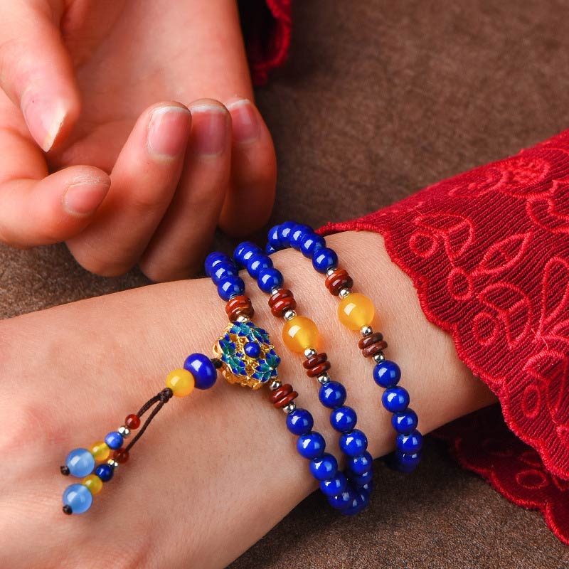 Buddha Stones Lazuriet Lapis Lazuli Gele Agaat Positieve Armband - image 1